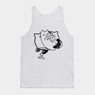 Gamer Cat Pizza Loading Game Paused Contour Tank Top